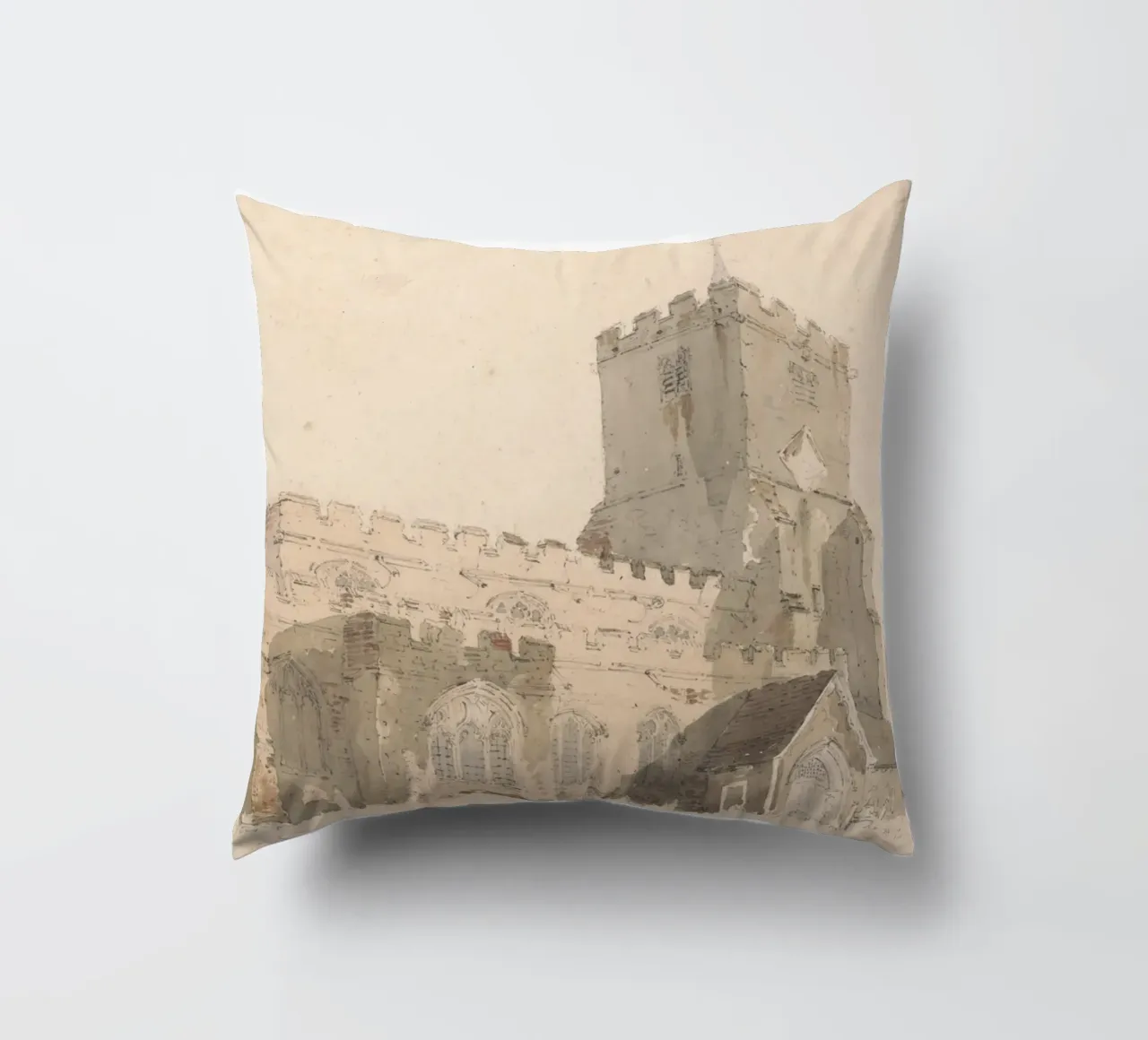 J.M.W. Turner - Esterno di una chiesa d'epoca - Arte inglese cuscino da ClubArt