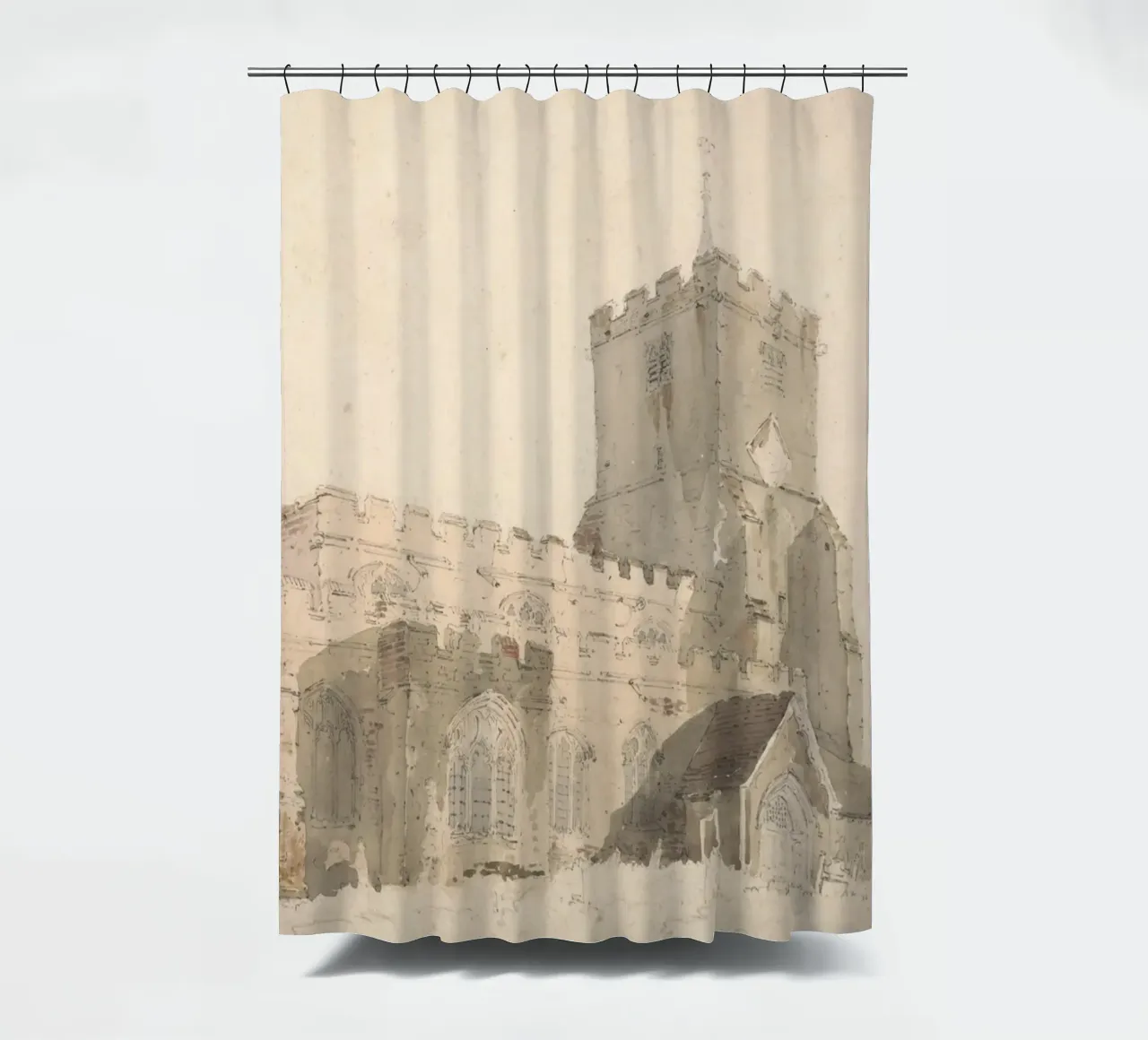 J.M.W. Turner - Außenansicht einer Kirche - Englische Kunst Duschvorhang von ClubArt