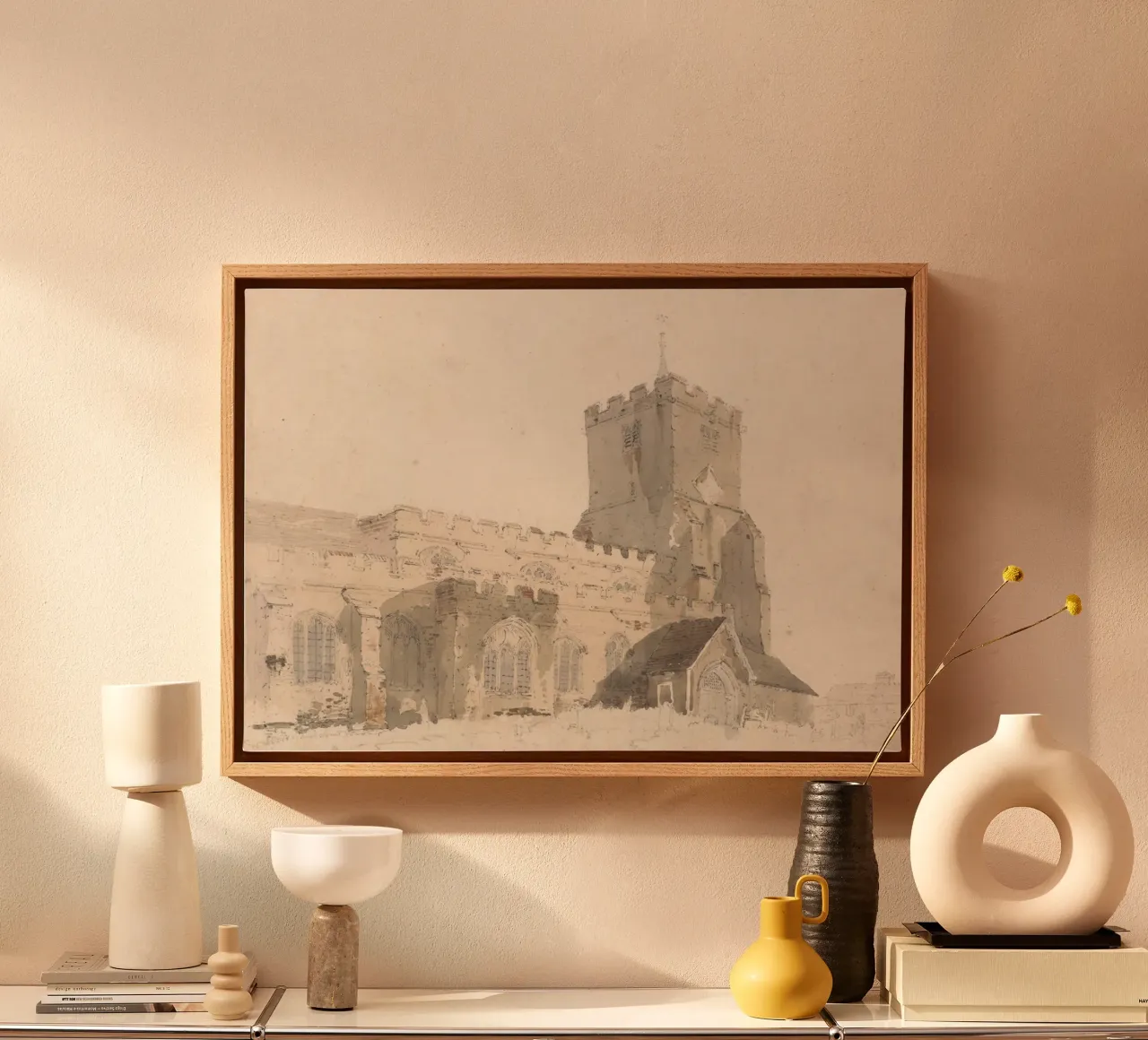 J.M.W. Turner - Außenansicht einer Kirche - Englische Kunst Leinwand von ClubArt