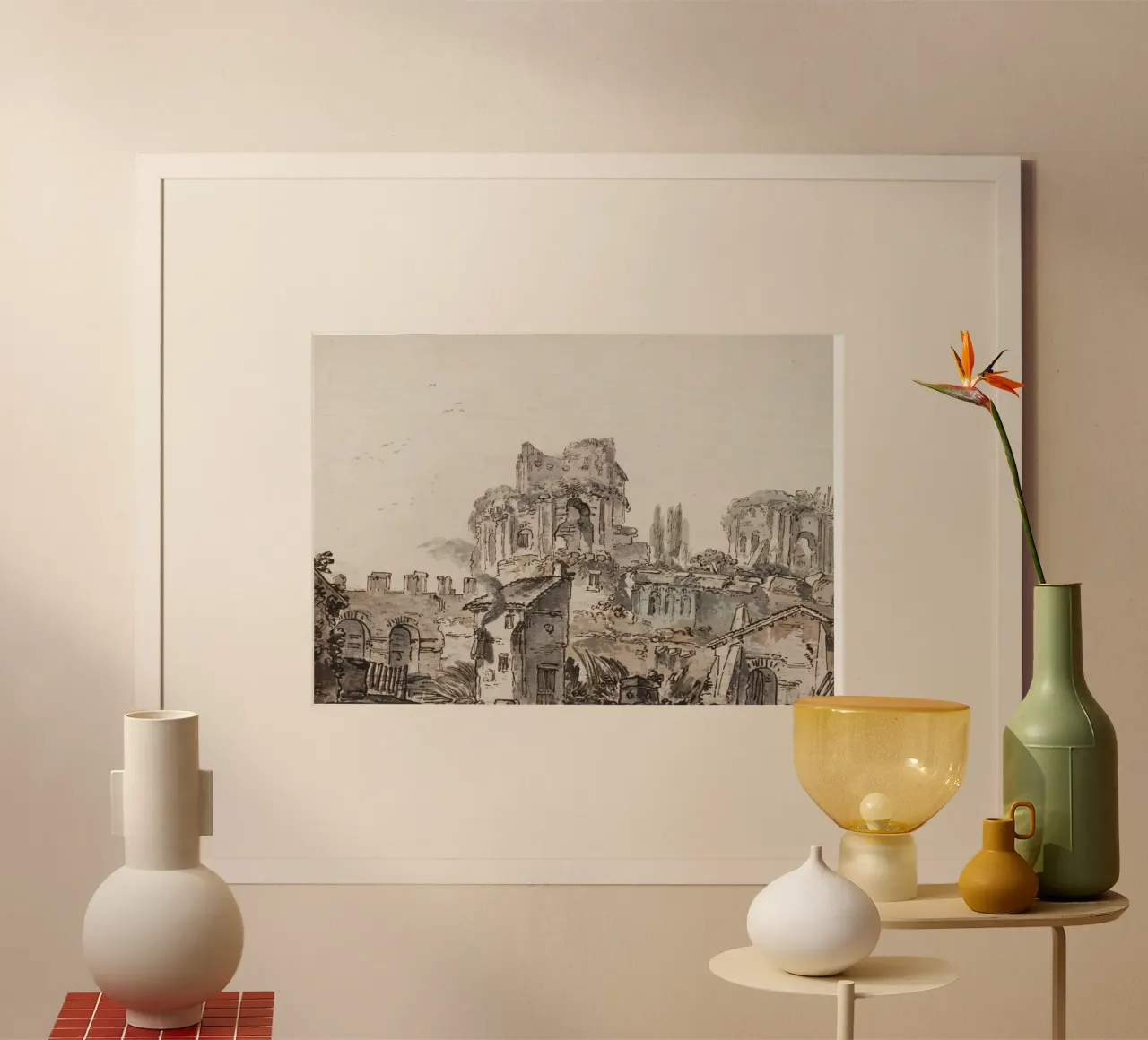 Vintage Roman Ruins Sketch - Grand Tour Landscape Art hahnemühle by ClubArt