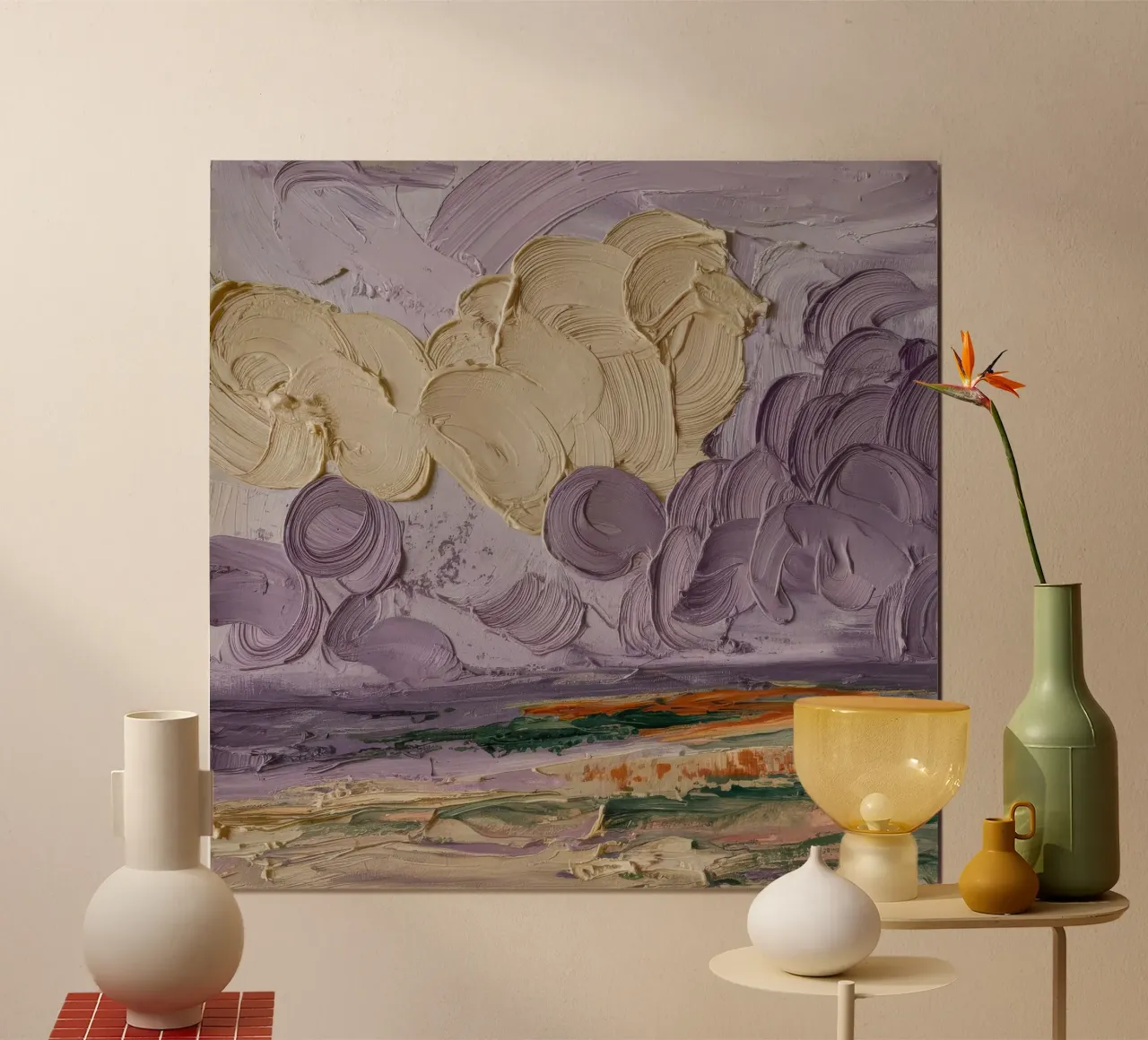 Sogno di un paesaggio nuvoloso celeste poster con telaio in alluminio da Lush Essence