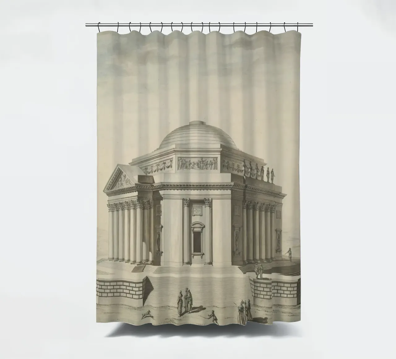 Vintage Pantheon Sketch - Classical Roman Architecture Art shower curtain by ClubArt
