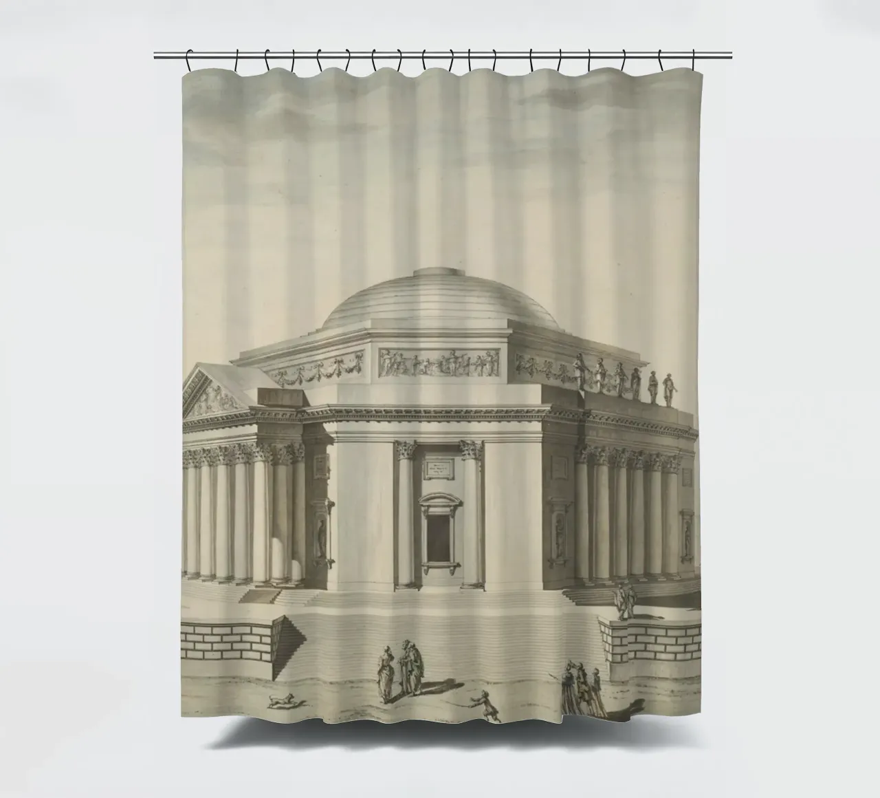 Vintage Pantheon Sketch - Classical Roman Architecture Art shower curtain by ClubArt