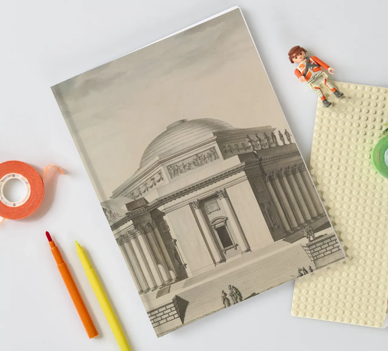 Vintage Pantheon Sketch - Classical Roman Architecture Art notebook by ClubArt