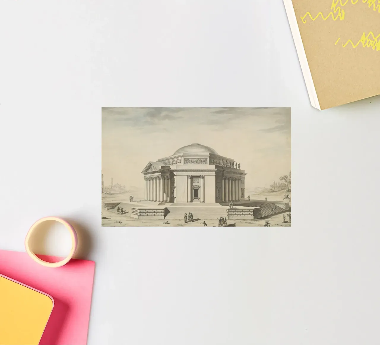 Vintage Pantheon Sketch - Classical Roman Architecture Art sticker by ClubArt