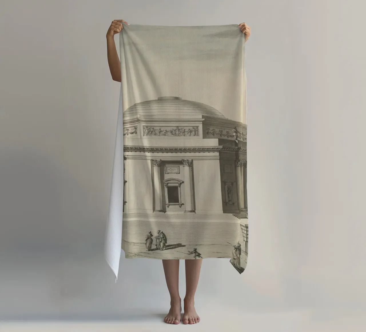 Vintage Pantheon Sketch - Classical Roman Architecture Art beach towel by ClubArt