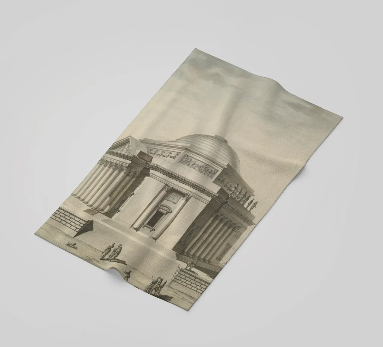 Vintage Pantheon Sketch - Classical Roman Architecture Art beach towel by ClubArt
