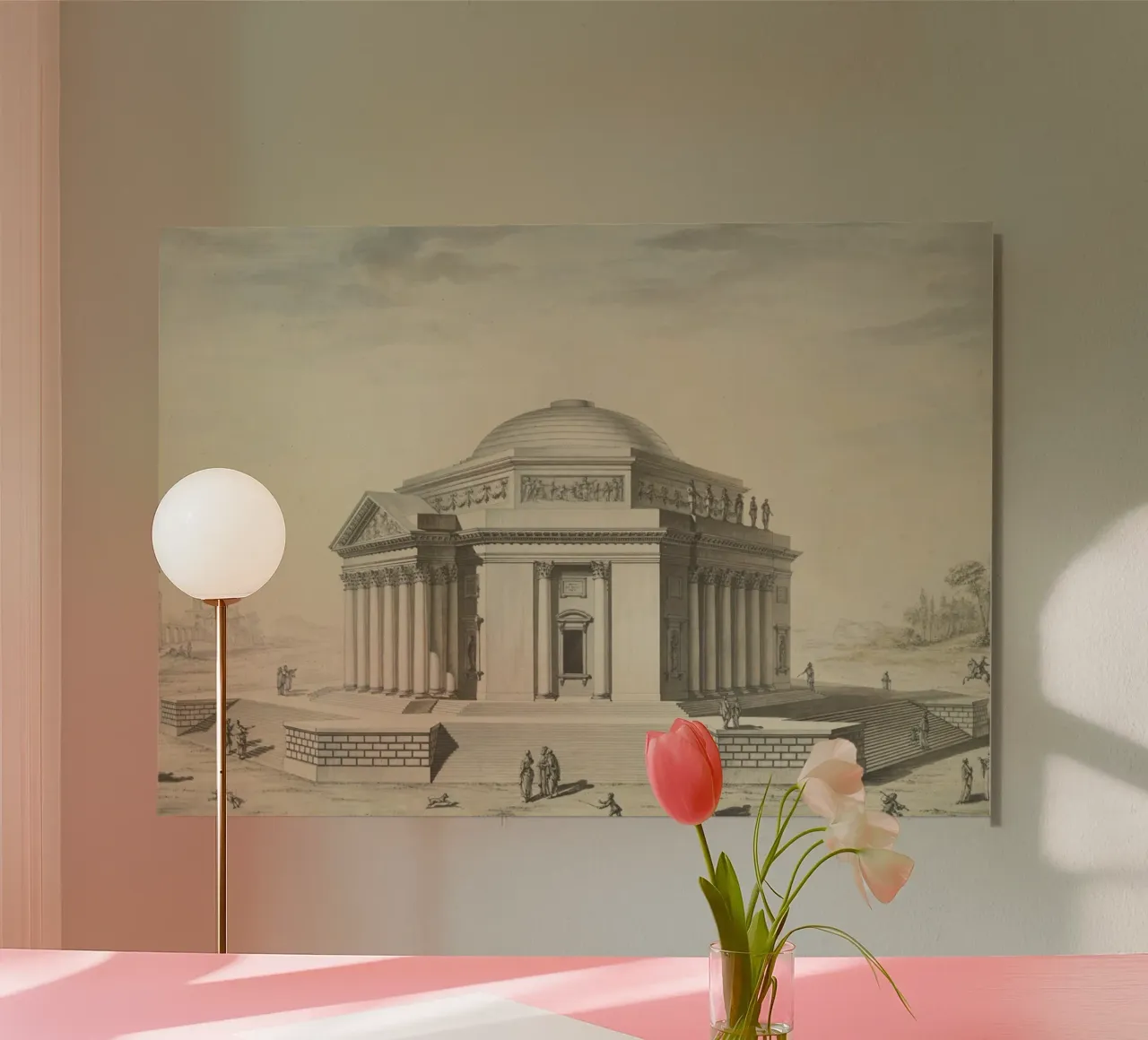 Vintage Pantheon Sketch - Classical Roman Architecture Art alu-dibond by ClubArt