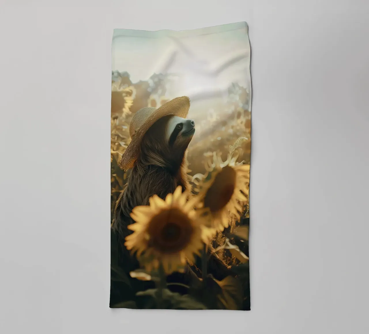 Meditation sloth with sunflowers towel by SlothStella