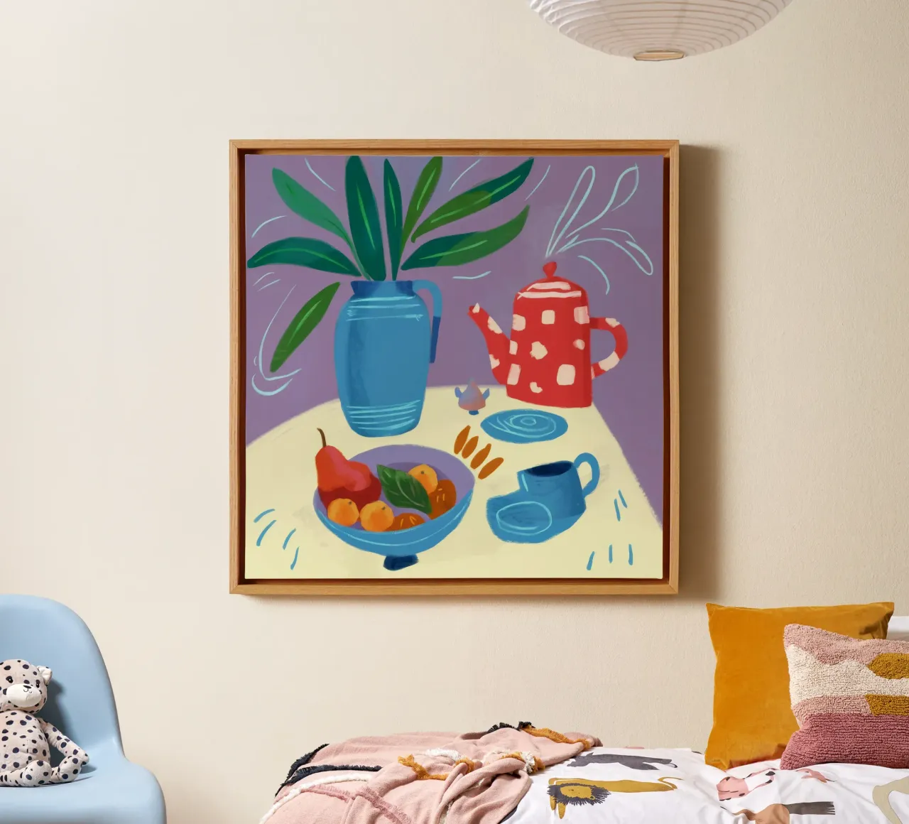 Fruitige abstracte thee canvas met Baklijst van Moonlite Desire