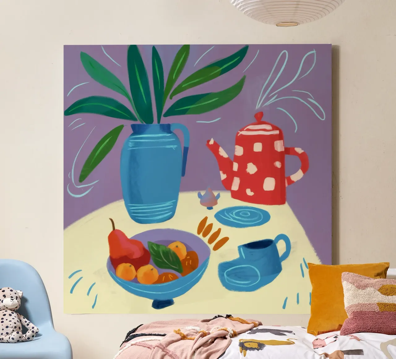 Fruitige abstracte thee canvas met Baklijst van Moonlite Desire