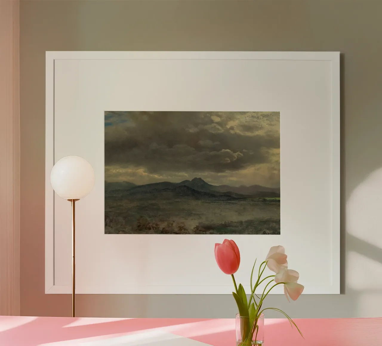 Albert Bierstadt - Paesaggio montano tempestoso - Fiume Hudson poster da ClubArt