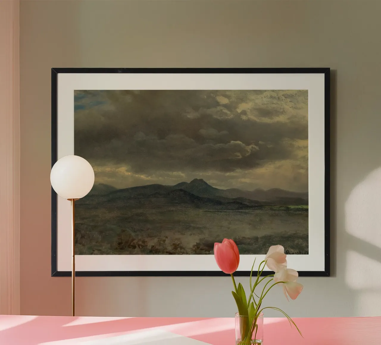 Albert Bierstadt - Paesaggio montano tempestoso - Fiume Hudson poster da ClubArt