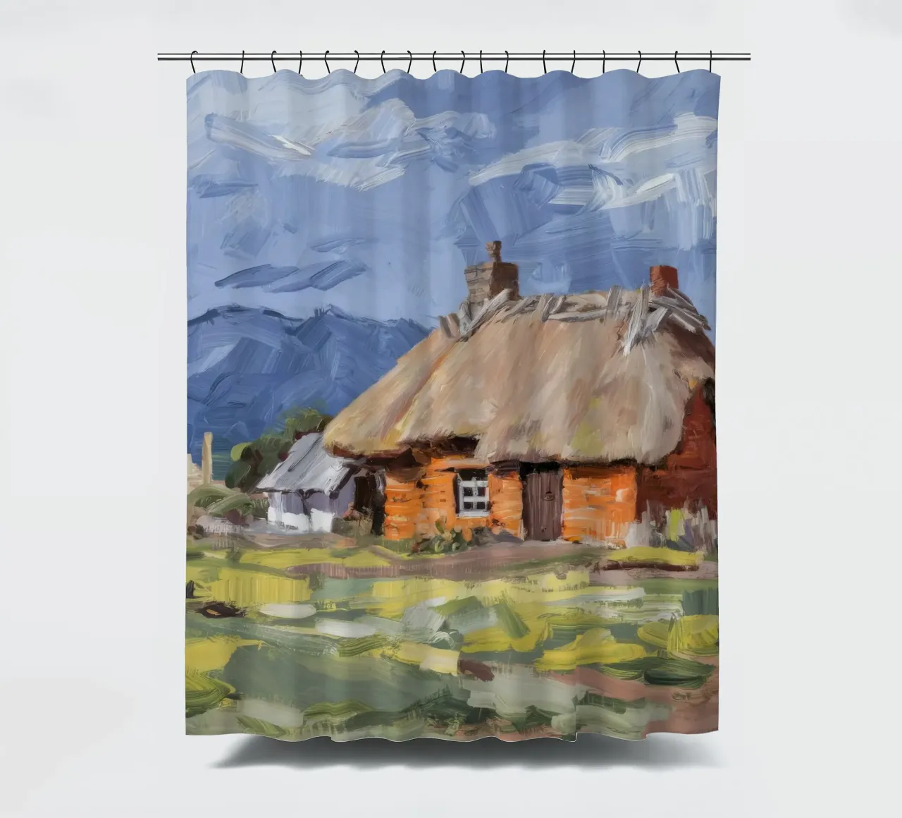 Thatched Roof Homestead shower curtain by Radiance Landscape