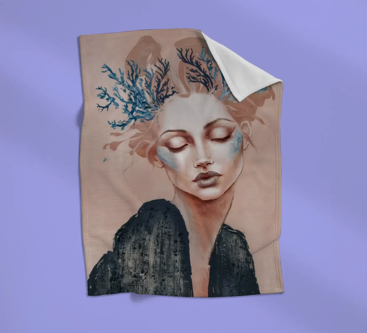 Frost Flower Halo fleece blanket by Vivid Reverie