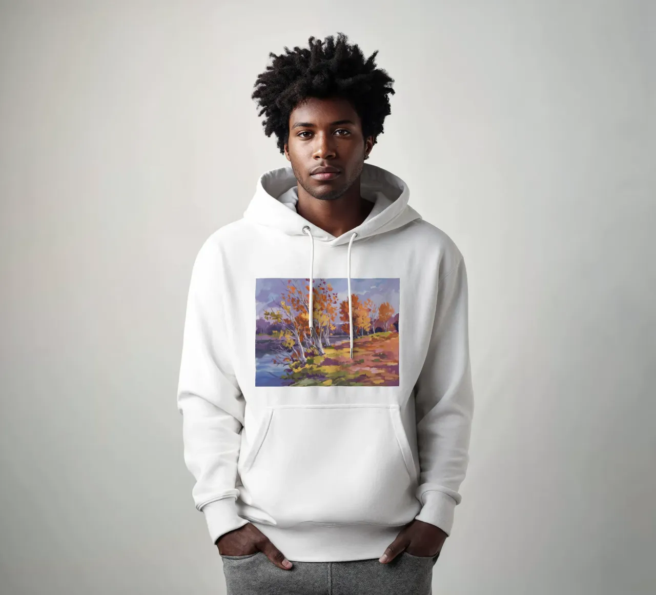 Autumn Birch Serenade hoodie by Radiance Landscape