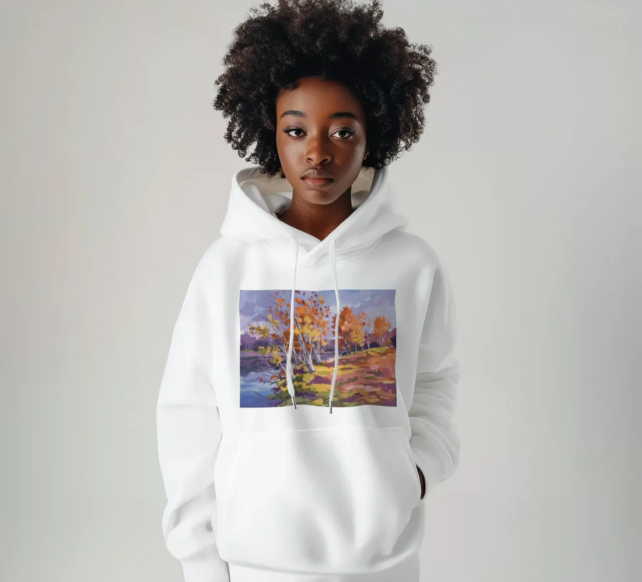 Autumn Birch Serenade hoodie by Radiance Landscape