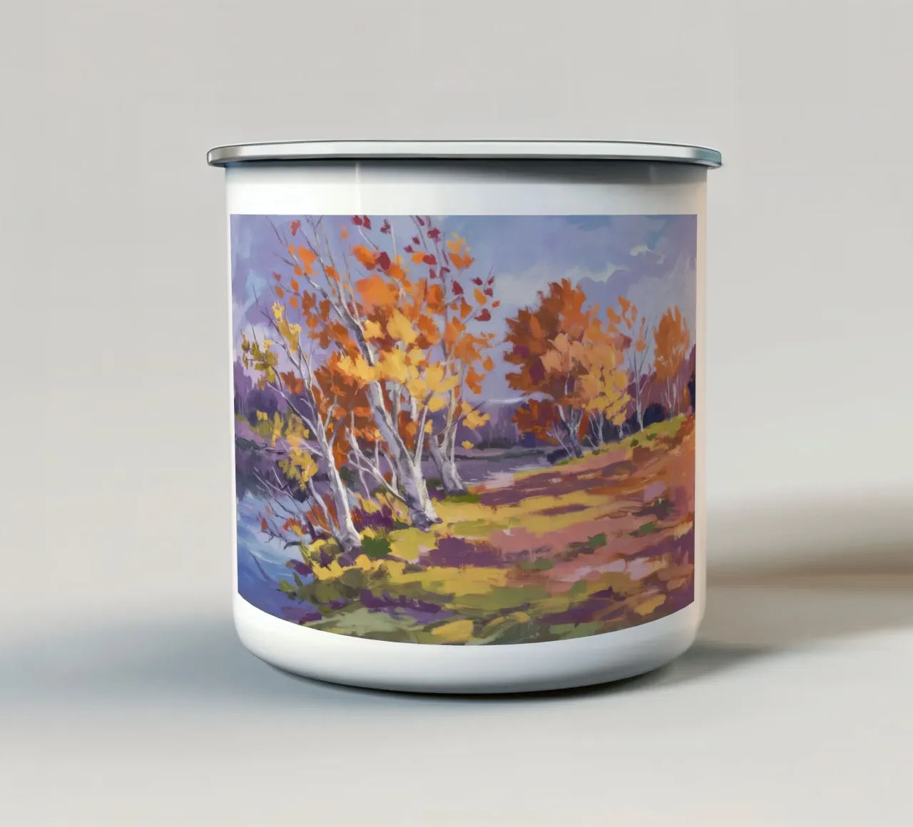 Herfst Berk Serenade emaille mok van Radiance Landscape