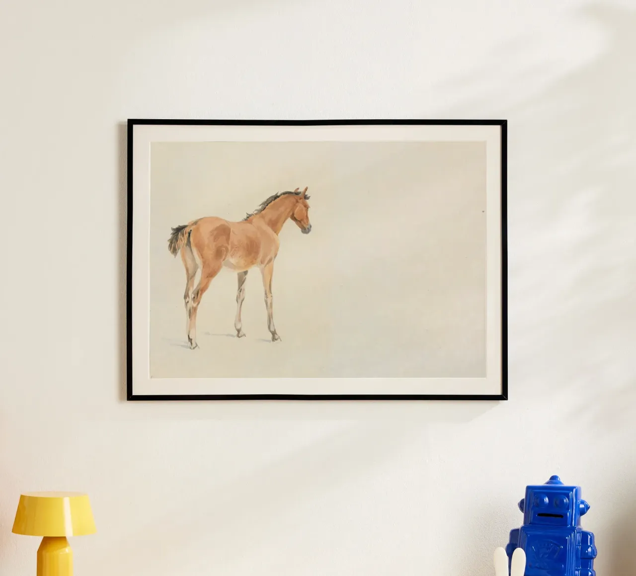 Acquerello di puledro d'epoca - Studio di animali equestri poster con telaio in legno da ClubArt