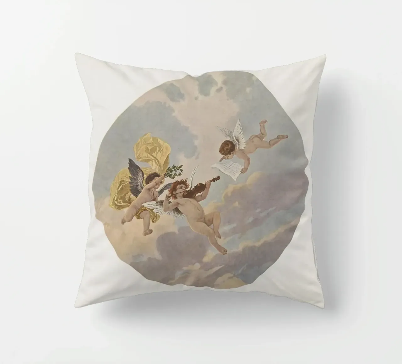 Cherubini di Achille Beltrame - Arte da soffitto neoclassica d'epoca cuscino da ClubArt