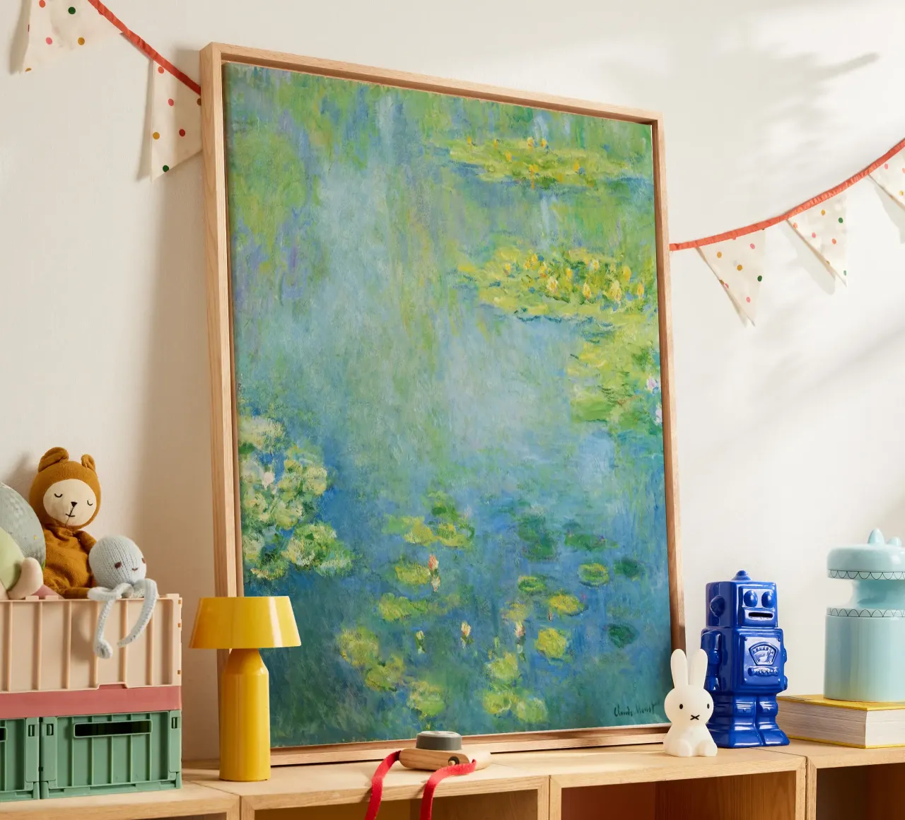 Le ninfee di Claude Monet tela con Cornice a cassetta da Venus Art