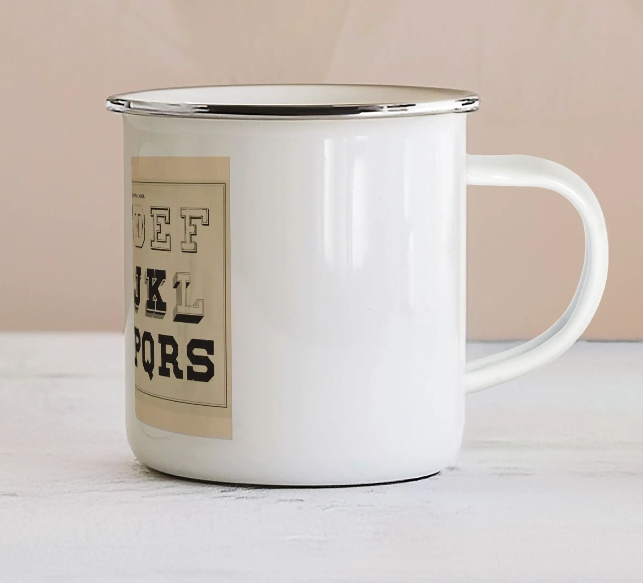 Boston Octagon Full Block Alphabet - Vintage Typography Prin enamel mug by ClubArt