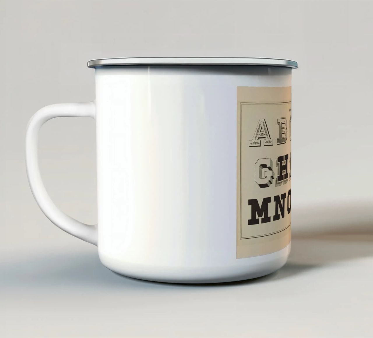 Boston Octagon Full Block Alphabet - Vintage Typography Prin enamel mug by ClubArt