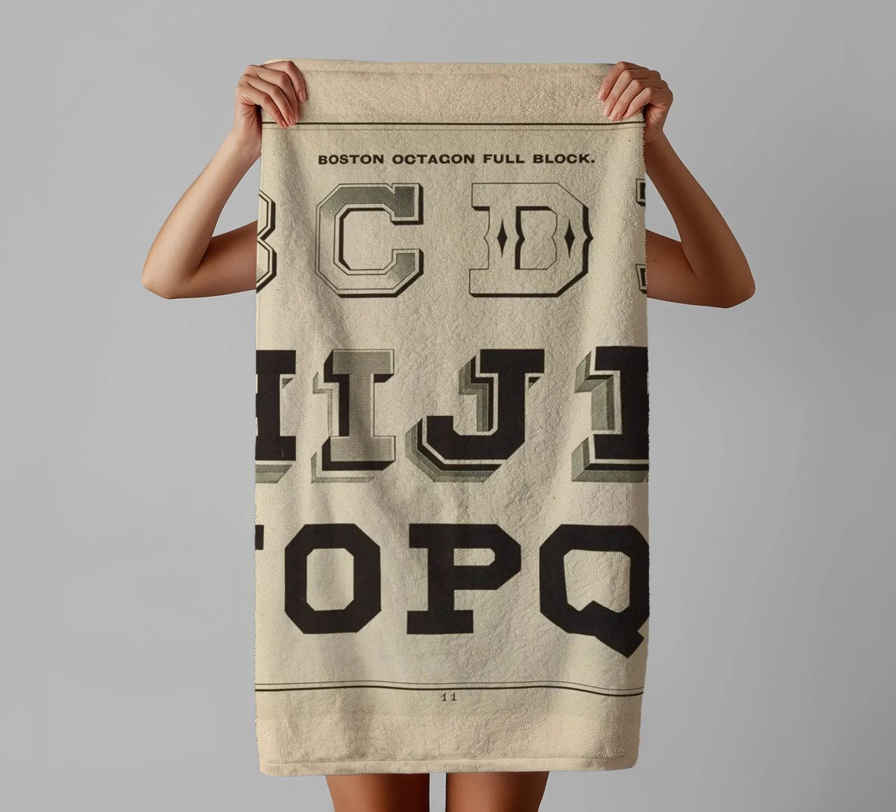 Boston Octagon Full Block Alphabet - Vintage Typography Prin towel by ClubArt