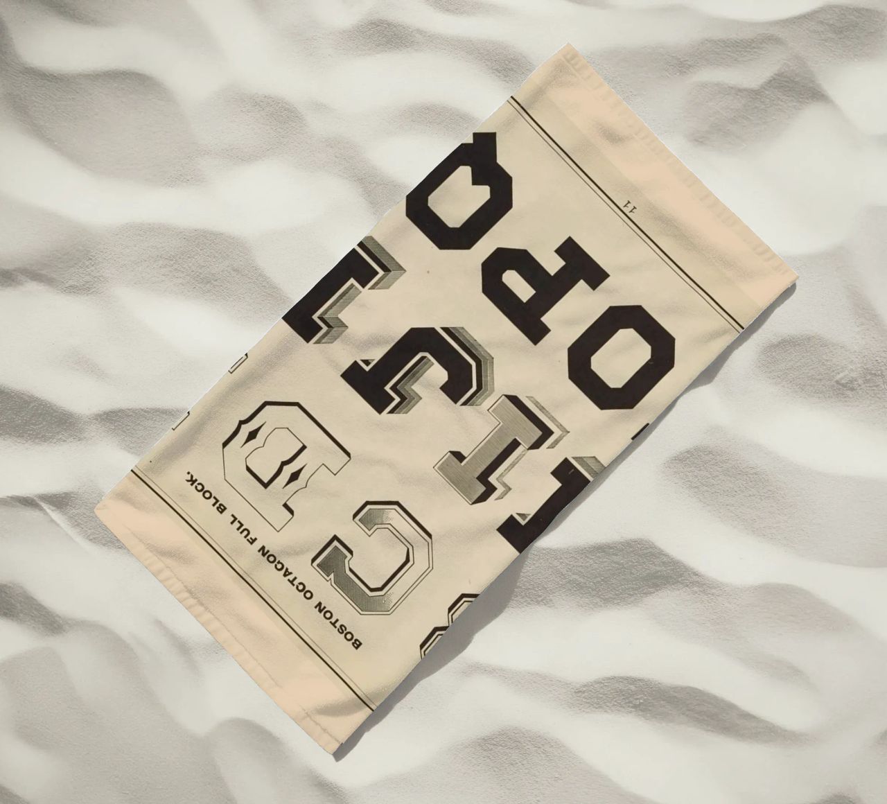 Boston Octagon Full Block Alphabet - Vintage Typography Prin beach towel by ClubArt