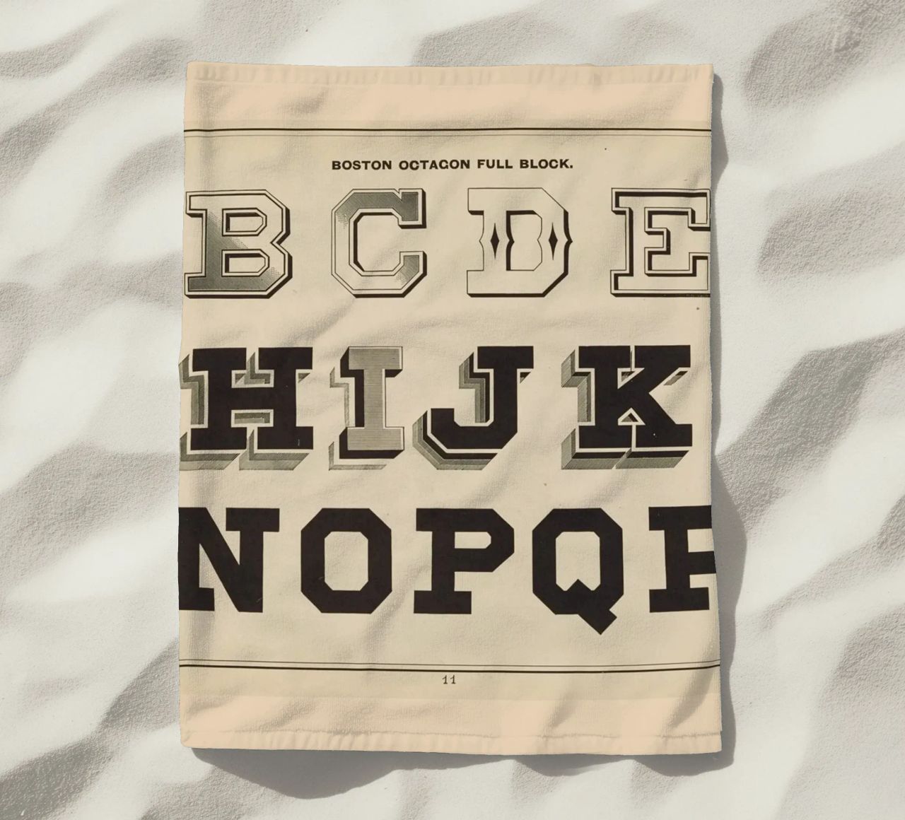 Boston Octagon Full Block Alphabet - Vintage Typography Prin beach towel by ClubArt