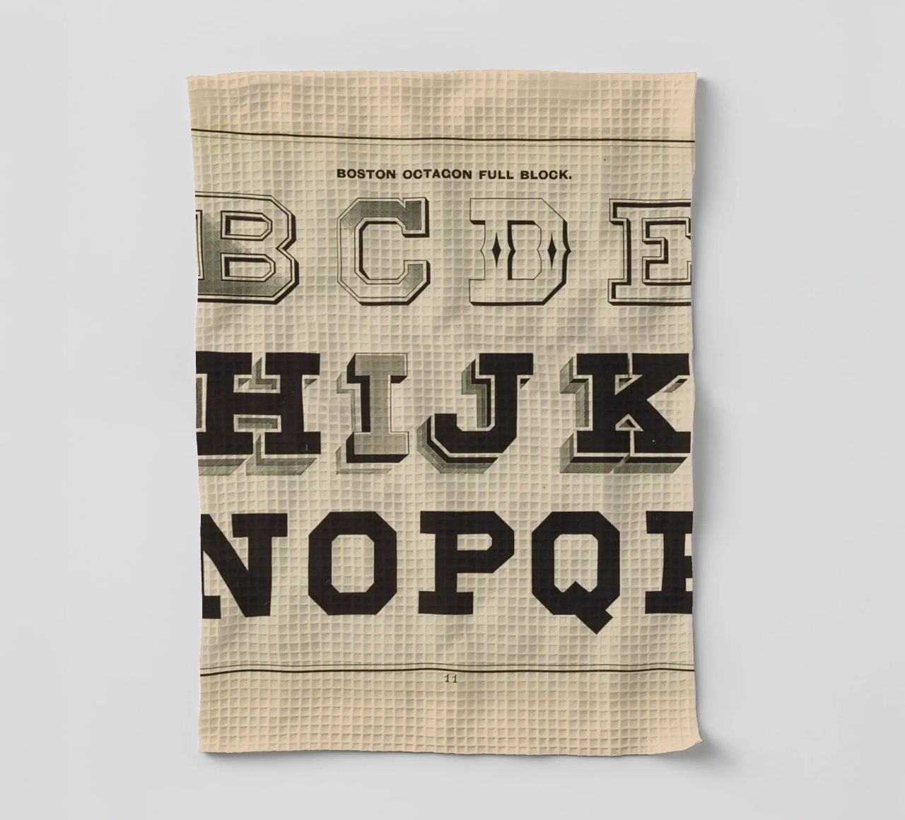 Boston Octagon Full Block Alphabet - Vintage Typography Prin tea towel by ClubArt