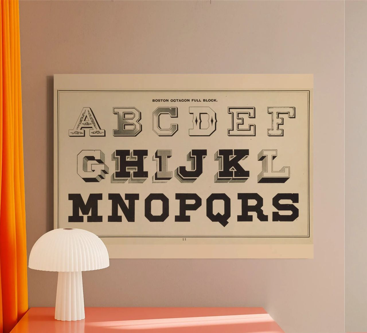 Boston Octagon Full Block Alphabet - Vintage Typography Prin canvas by ClubArt