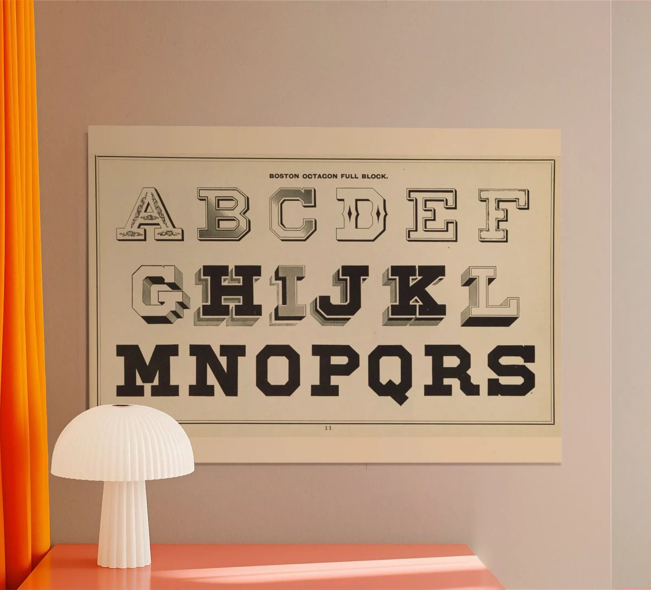 Boston Octagon Full Block Alphabet - Vintage Typography Prin poster by ClubArt