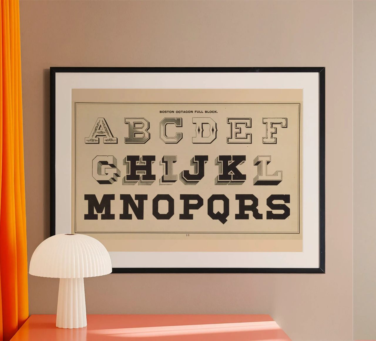 Boston Octagon Full Block Alphabet - Vintage Typography Prin poster by ClubArt