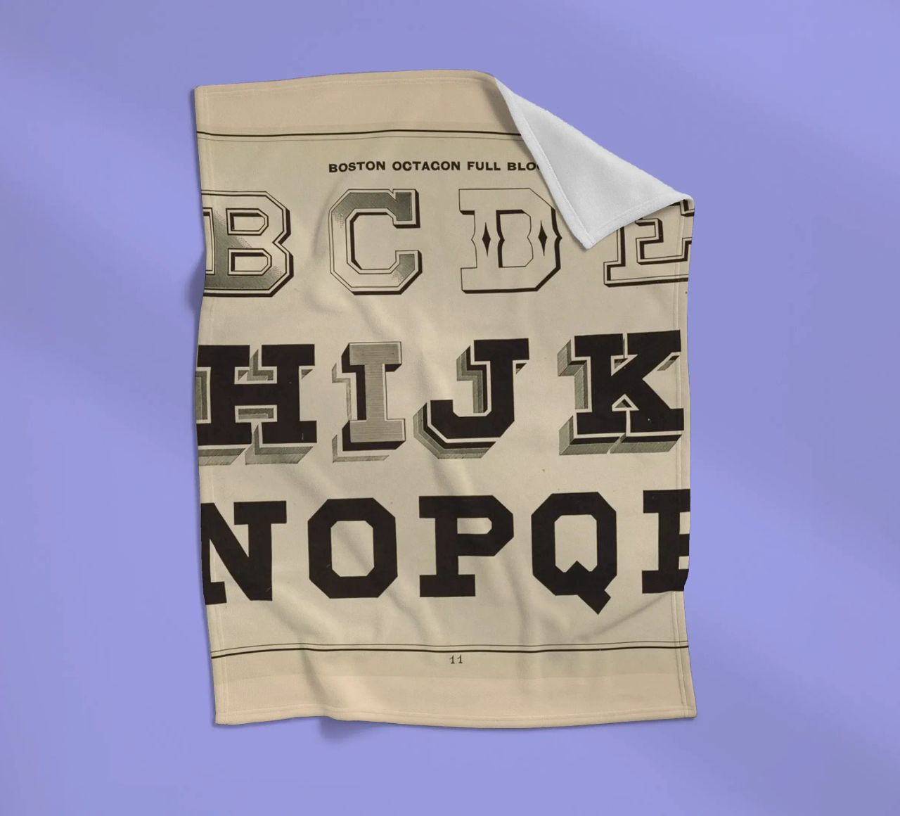 Boston Octagon Full Block Alphabet - Vintage Typography Prin fleece blanket by ClubArt