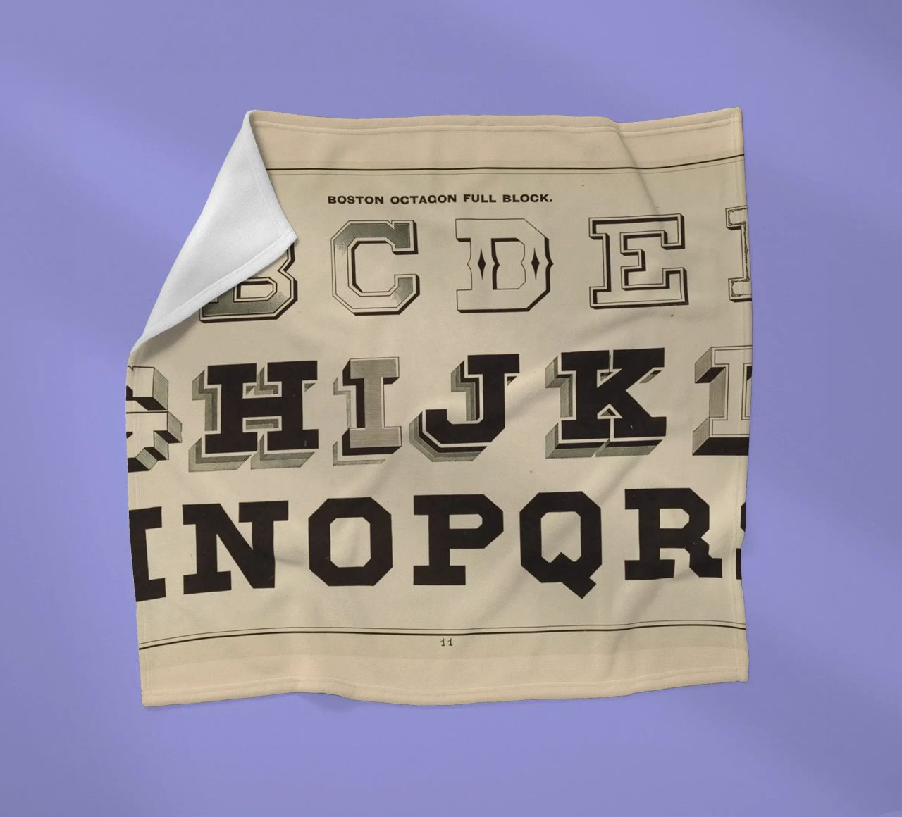 Boston Octagon Full Block Alphabet - Vintage Typography Prin fleece blanket by ClubArt