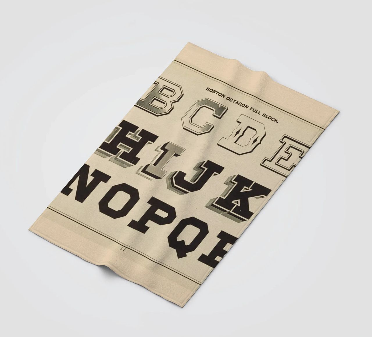 Boston Octagon Full Block Alphabet - Vintage Typography Prin fleece blanket by ClubArt