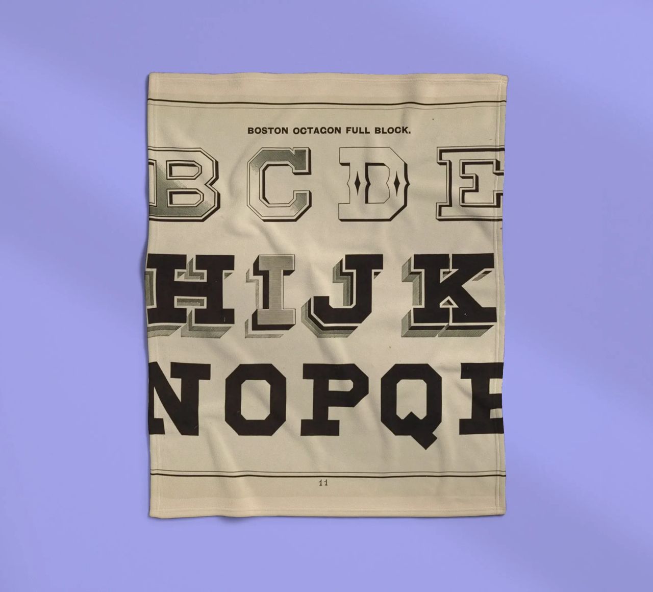 Boston Octagon Full Block Alphabet - Vintage Typography Prin fleece blanket by ClubArt