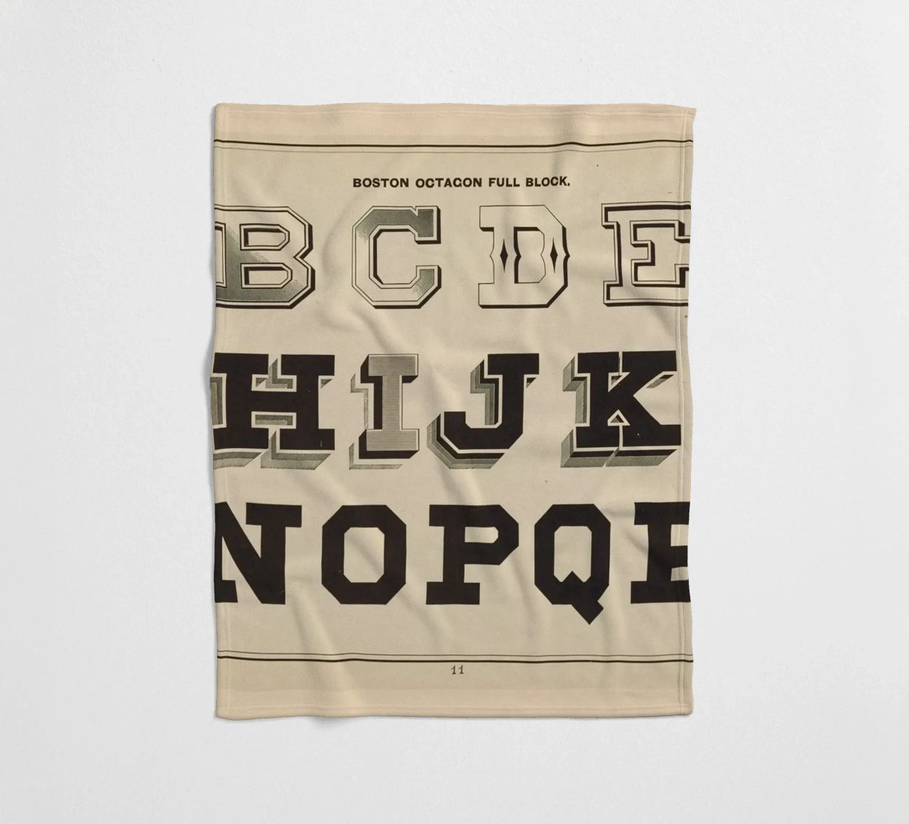 Boston Octagon Full Block Alphabet - Vintage Typography Prin fleece blanket by ClubArt