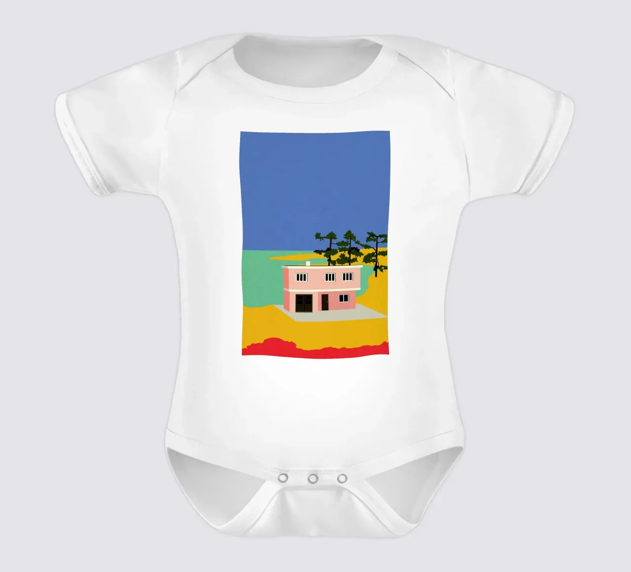 Modern House By The Sea short-sleeve baby romper by Rosi Feist