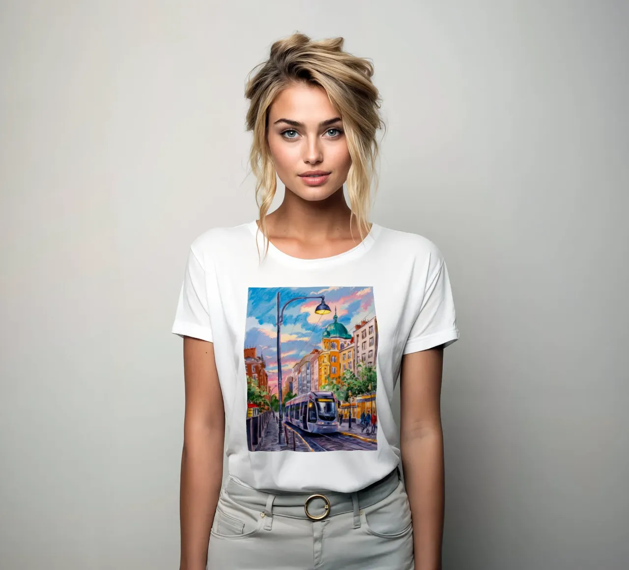 Urban Tram Twilight women's fitted t-shirt by Lush Essence