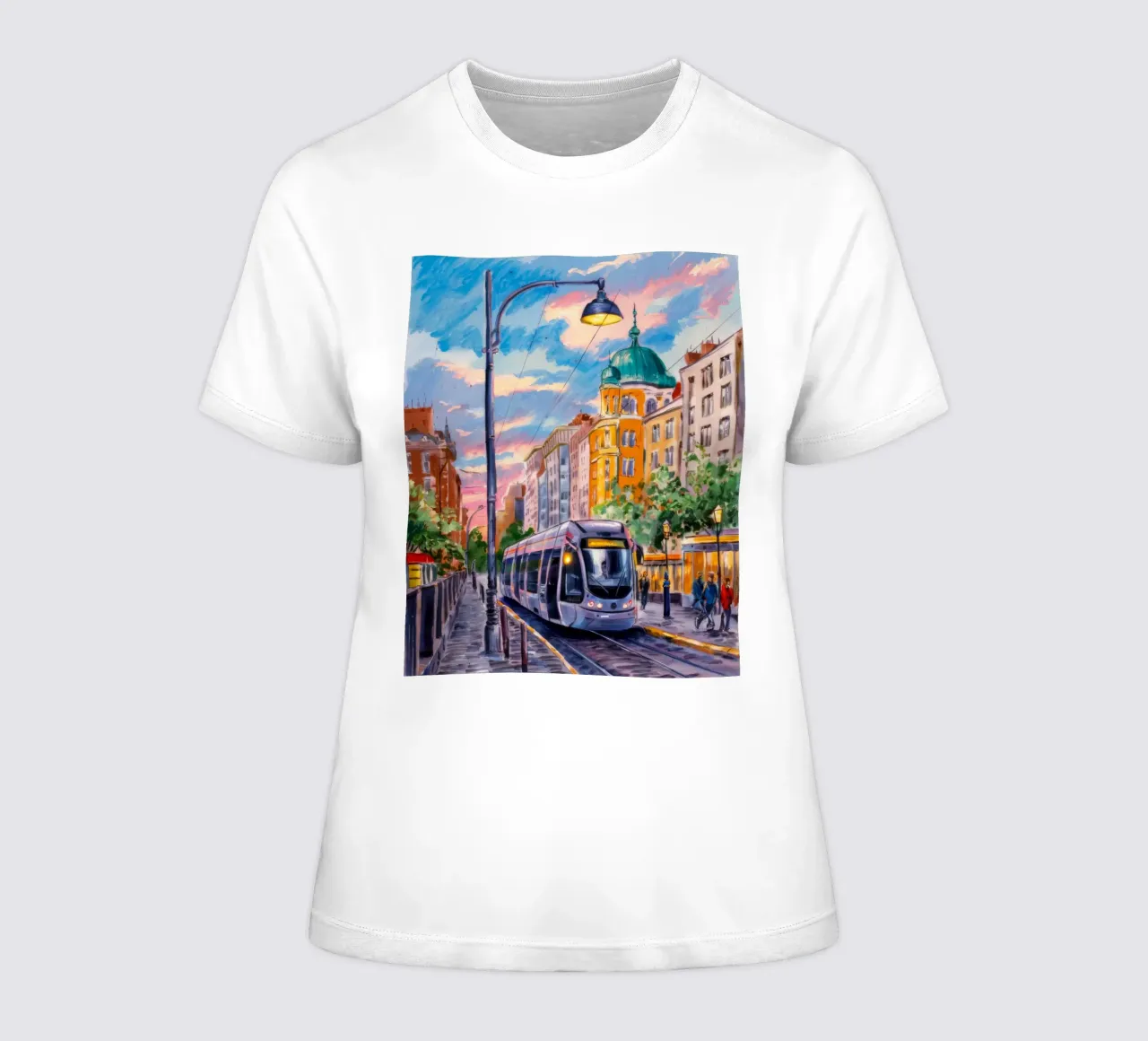 Urban Tram Twilight women's fitted t-shirt by Lush Essence