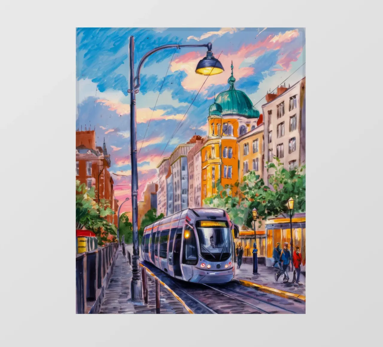 Stadstram Schemering fotobehang van Lush Essence