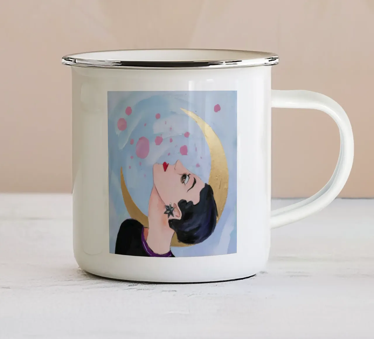Salita della Perla Lunare tazza in smalto da Vivid Reverie