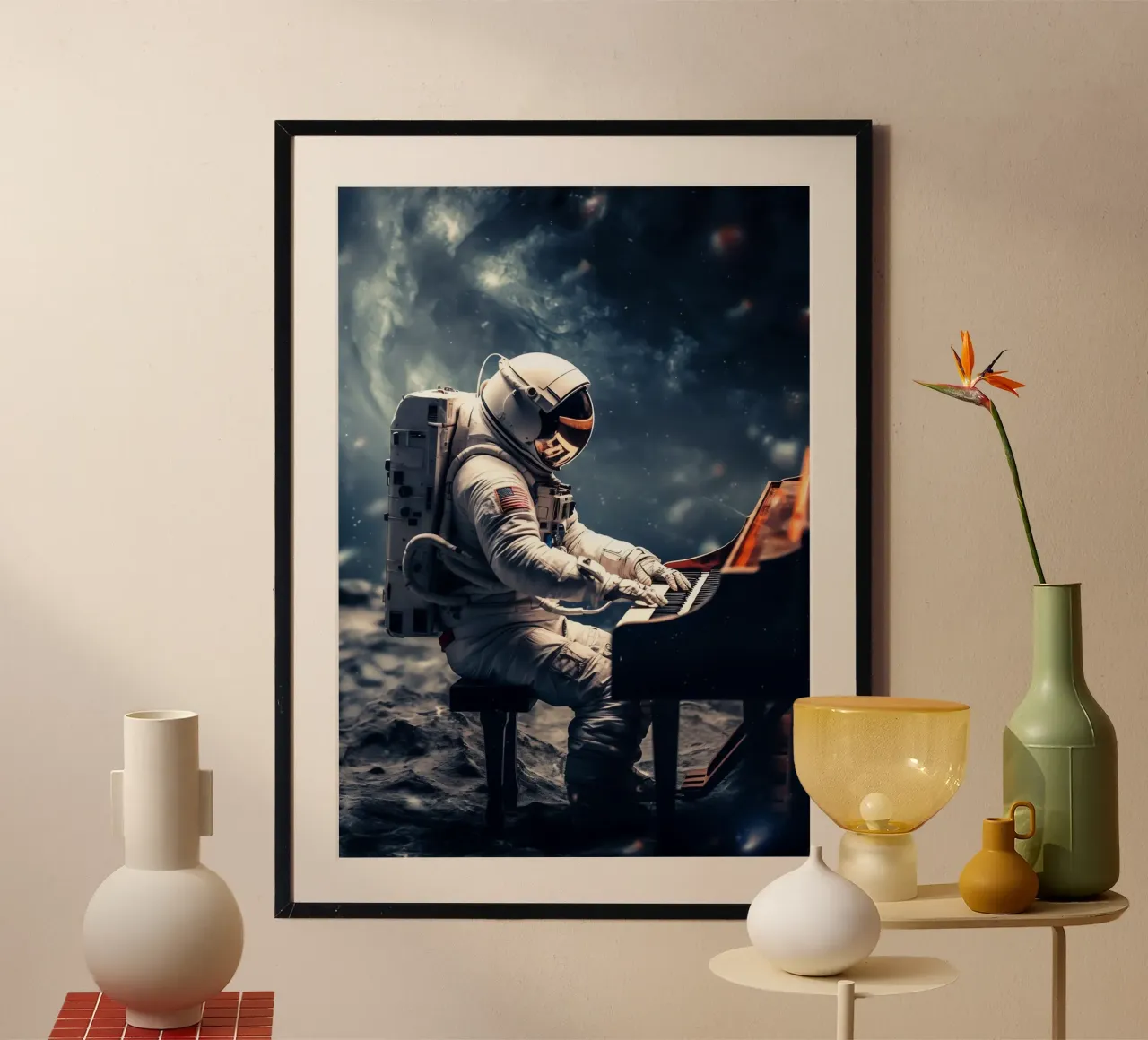 Astronaut Play Piano carta hahnemühle da Fleur de Lys