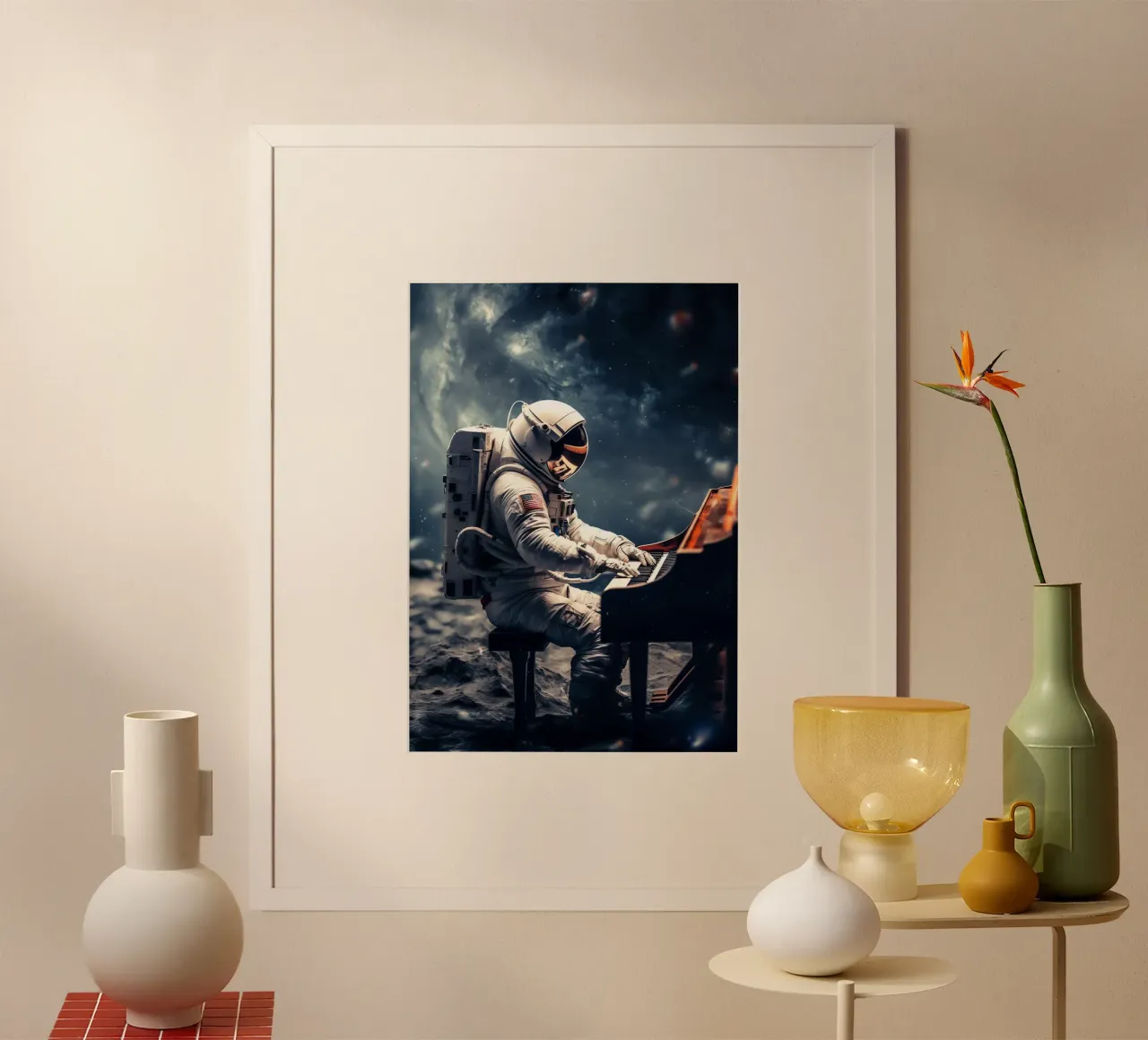 Astronaut Play Piano carta hahnemühle da Fleur de Lys