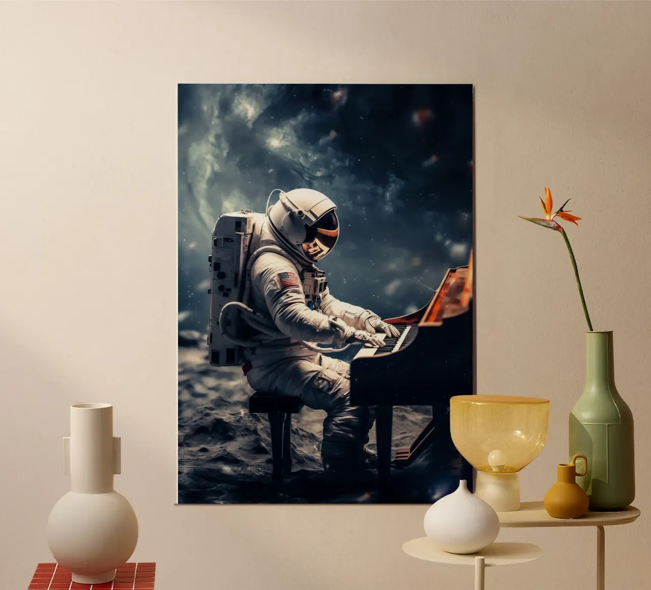 Astronaut Play Piano carta hahnemühle da Fleur de Lys