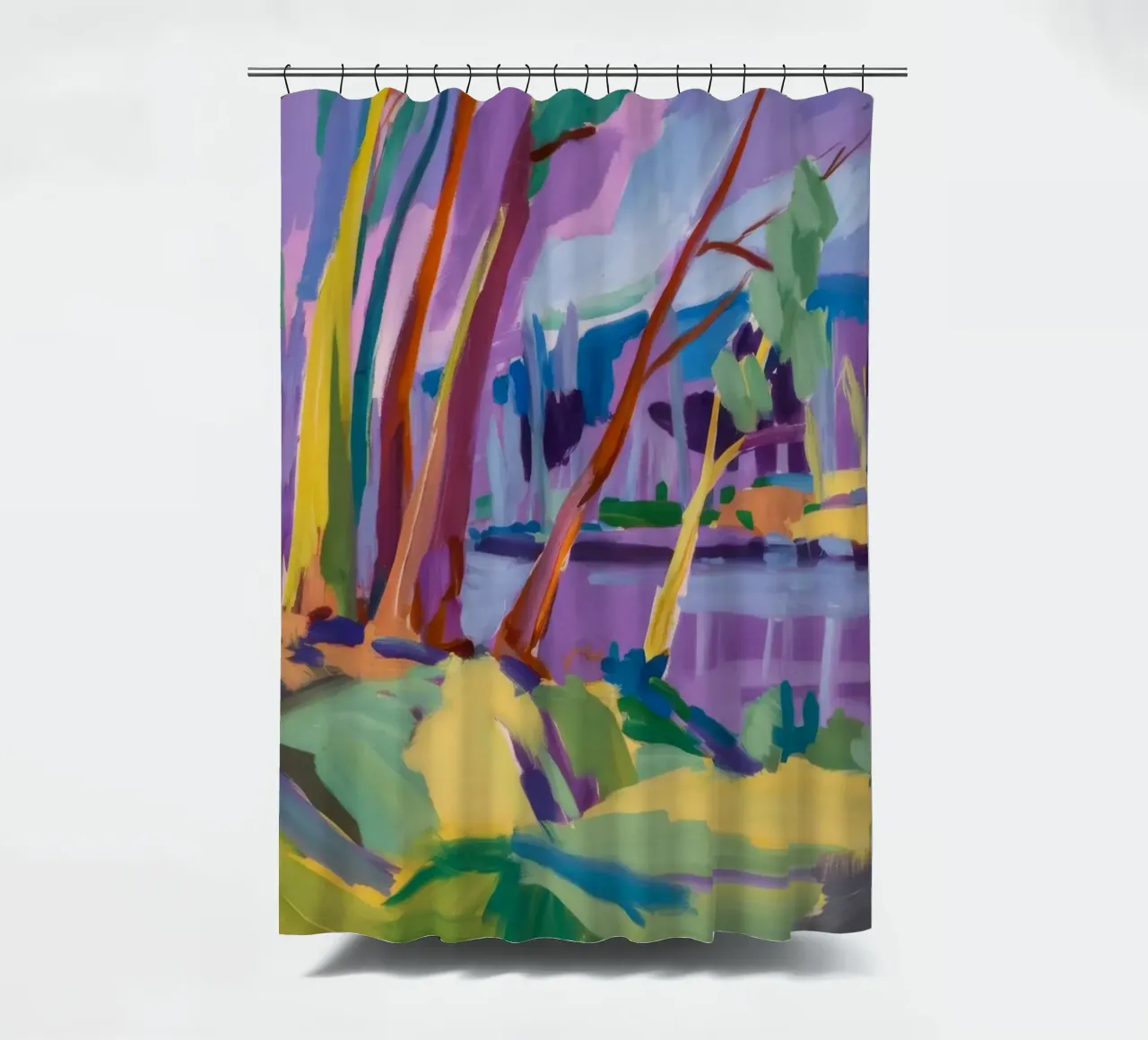Regenbogen-Flussweg Duschvorhang von Radiance Landscape