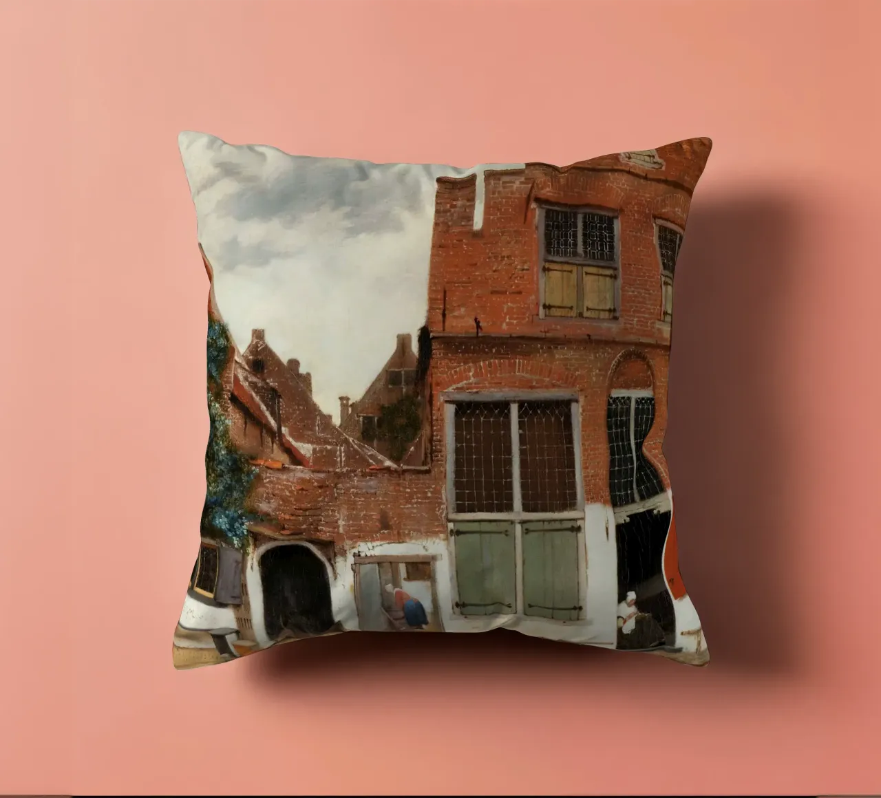 La stradina di Johannes Vermeer (1658 circa) cuscino da Venus Art