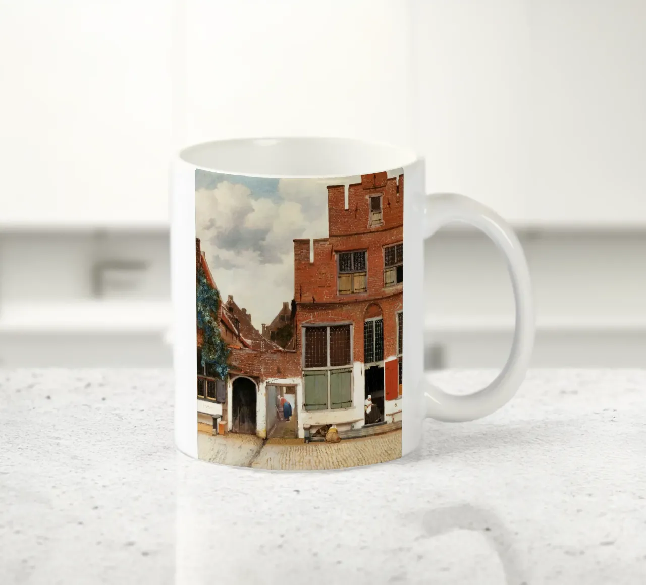 La stradina di Johannes Vermeer (1658 circa) tazza in ceramica da Venus Art